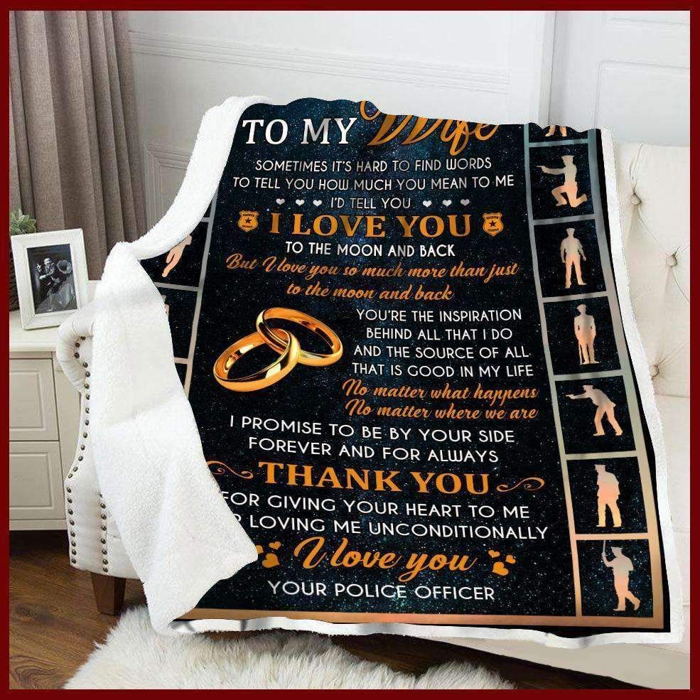 Police To My Wife Thank You Sherpa Fleece Blanket
