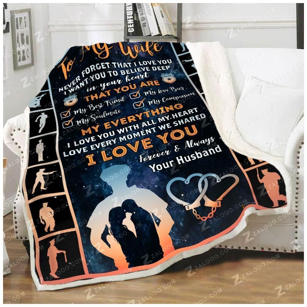 Police To My Wife You Are My Everything Sherpa Fleece Blanket