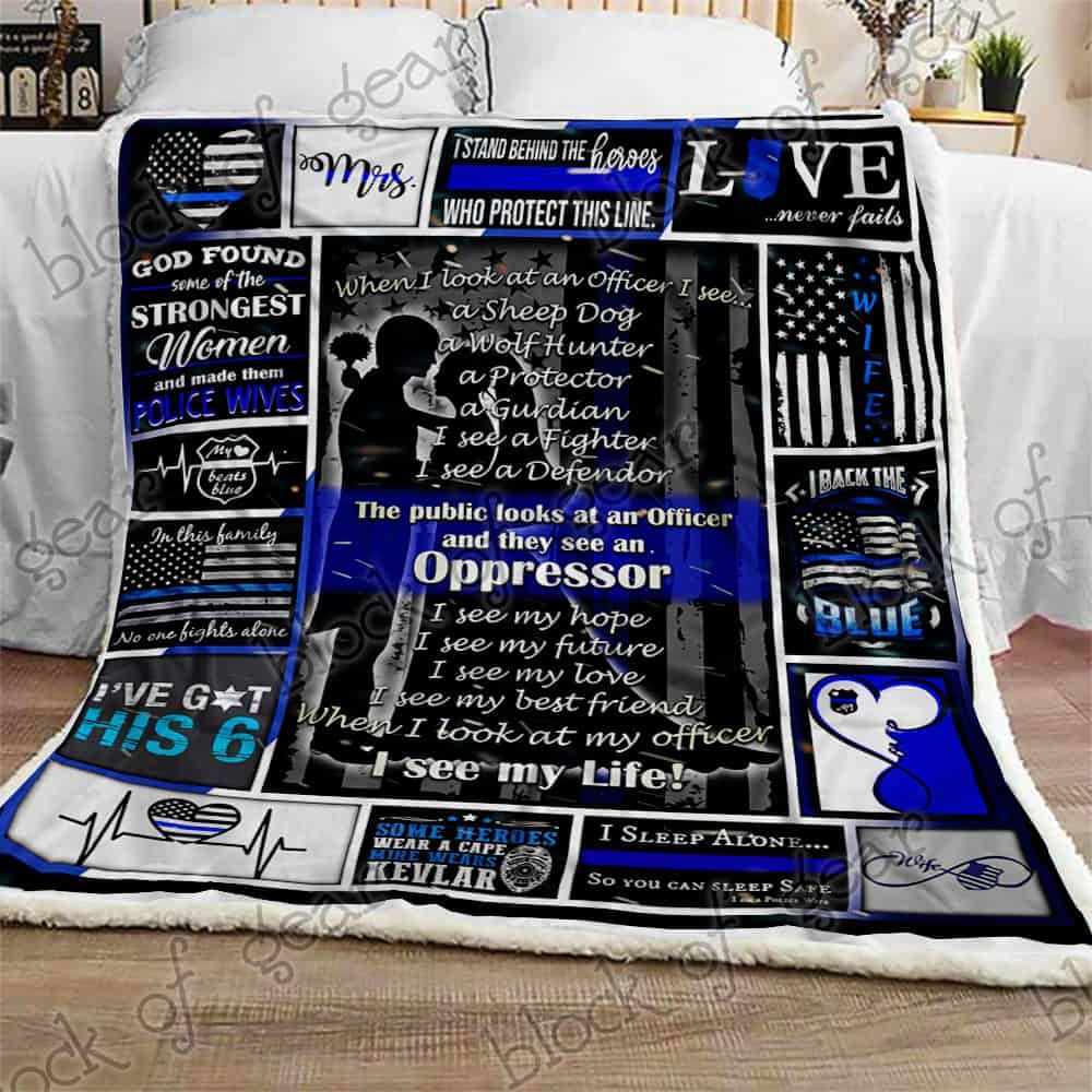 Police Wife Sherpa Fleece Blanket