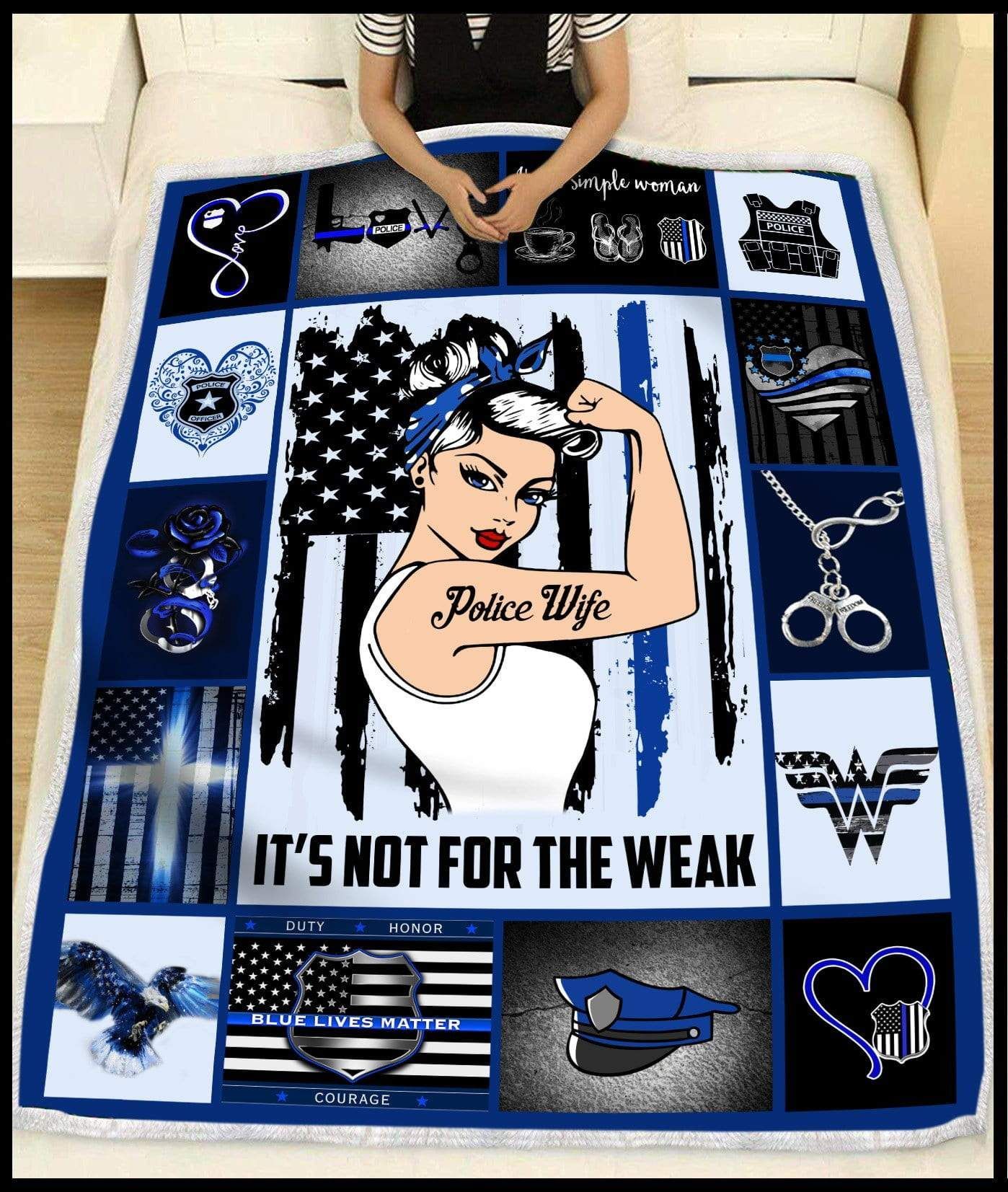 Police Wife It Is Not For The Weak Sherpa Fleece Blanket