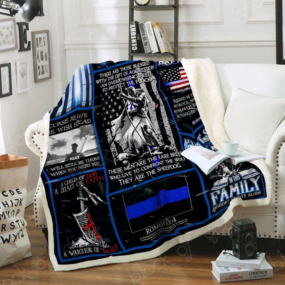 Policeman A Warrior Of Christ Sherpa Fleece Blanket