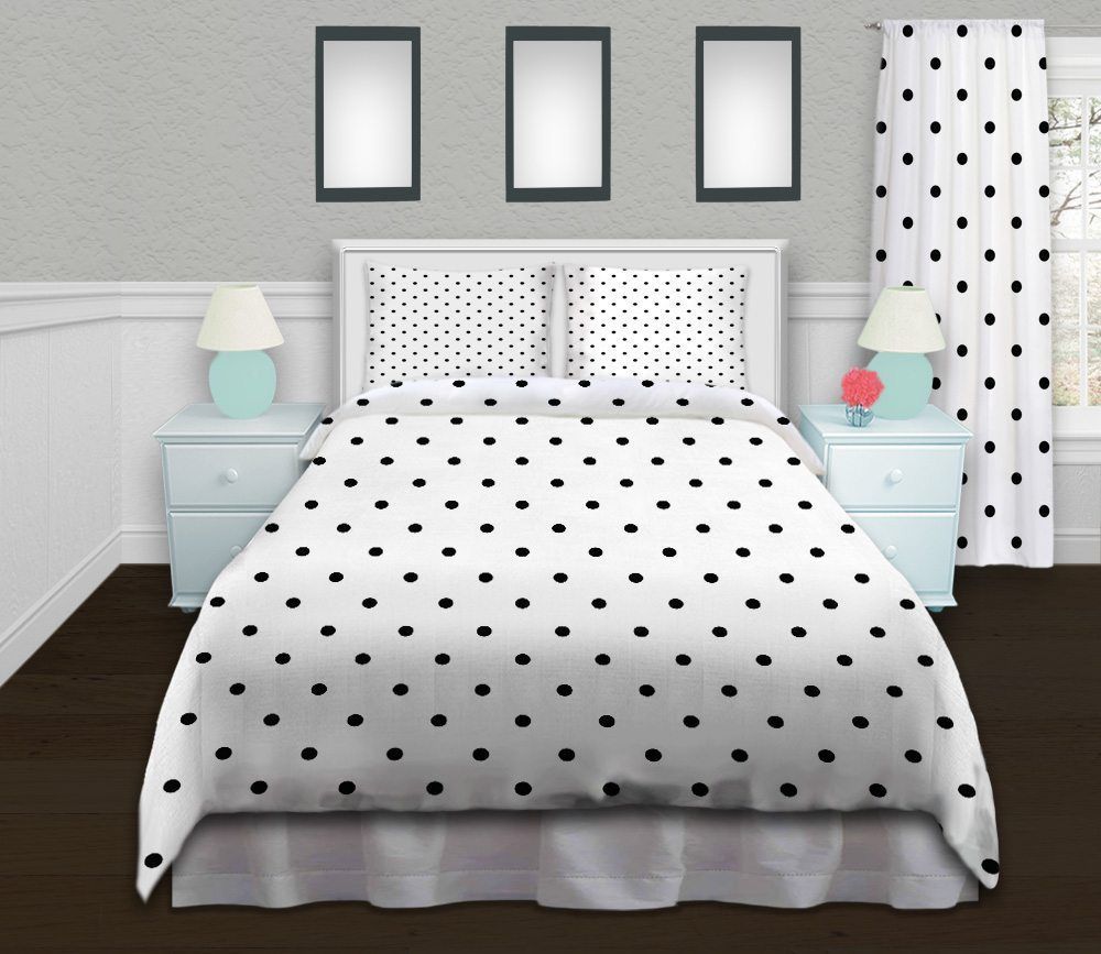 Polka Dots White Black Bedding Set