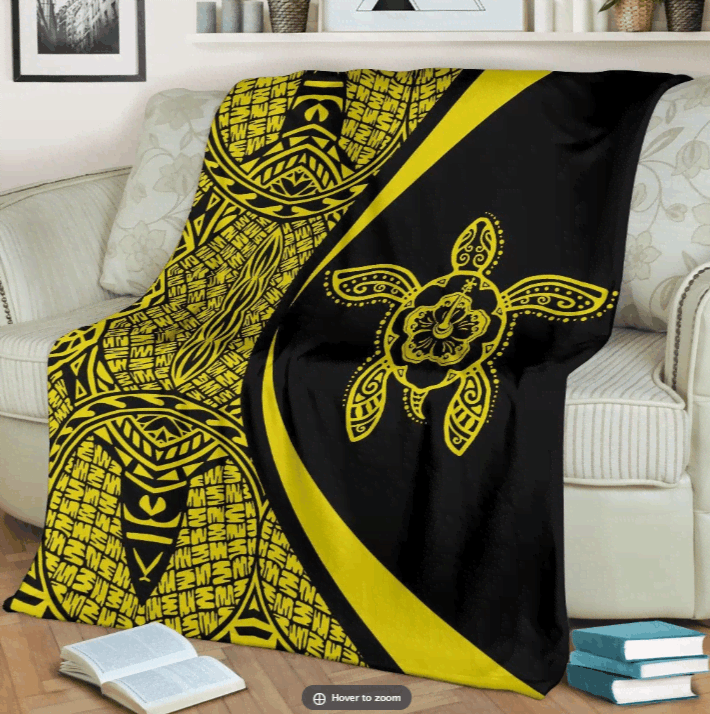 Polynesian Tribal Turtle Sherpa Fleece Blanket