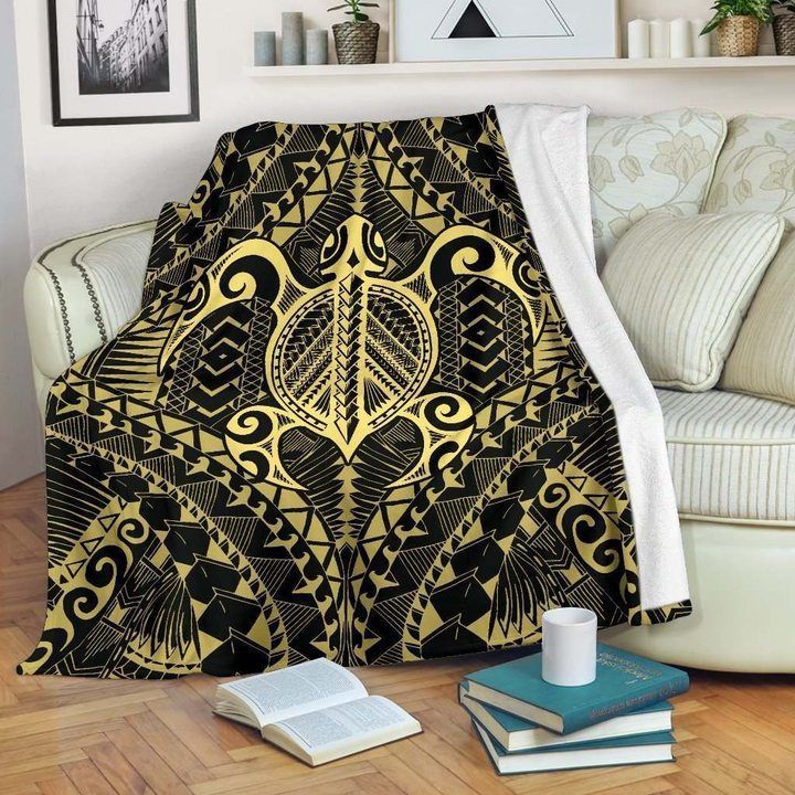 Polynesian Turtle Sherpa Fleece Blanket