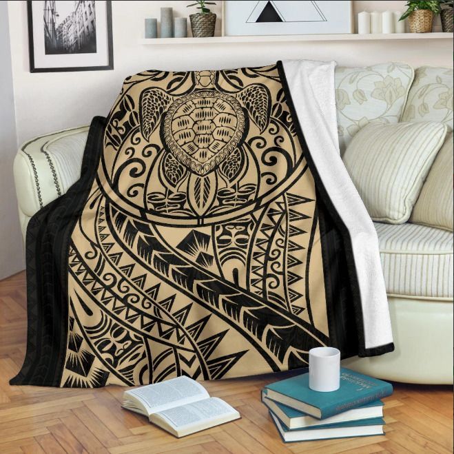 Polynesian Turtle Sherpa Fleece Blanket