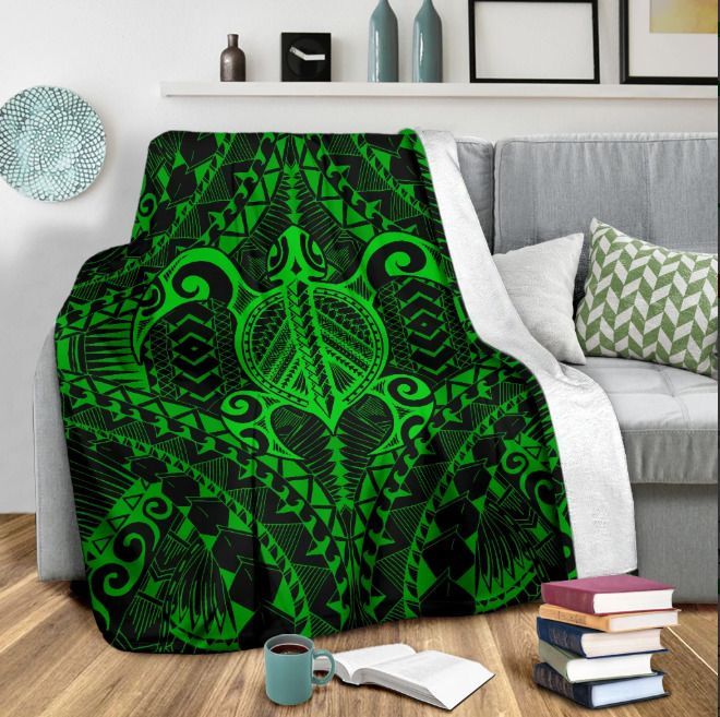 Polynesian Turtle Sherpa Fleece Blanket