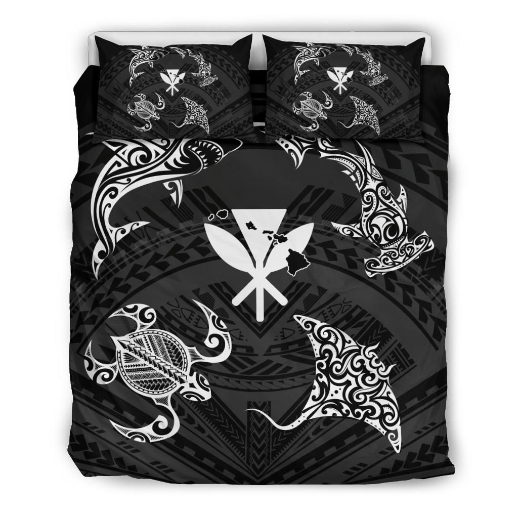 Polynesian Turtle Hammerhead Shark Ray Circle Underwater Bedding Set