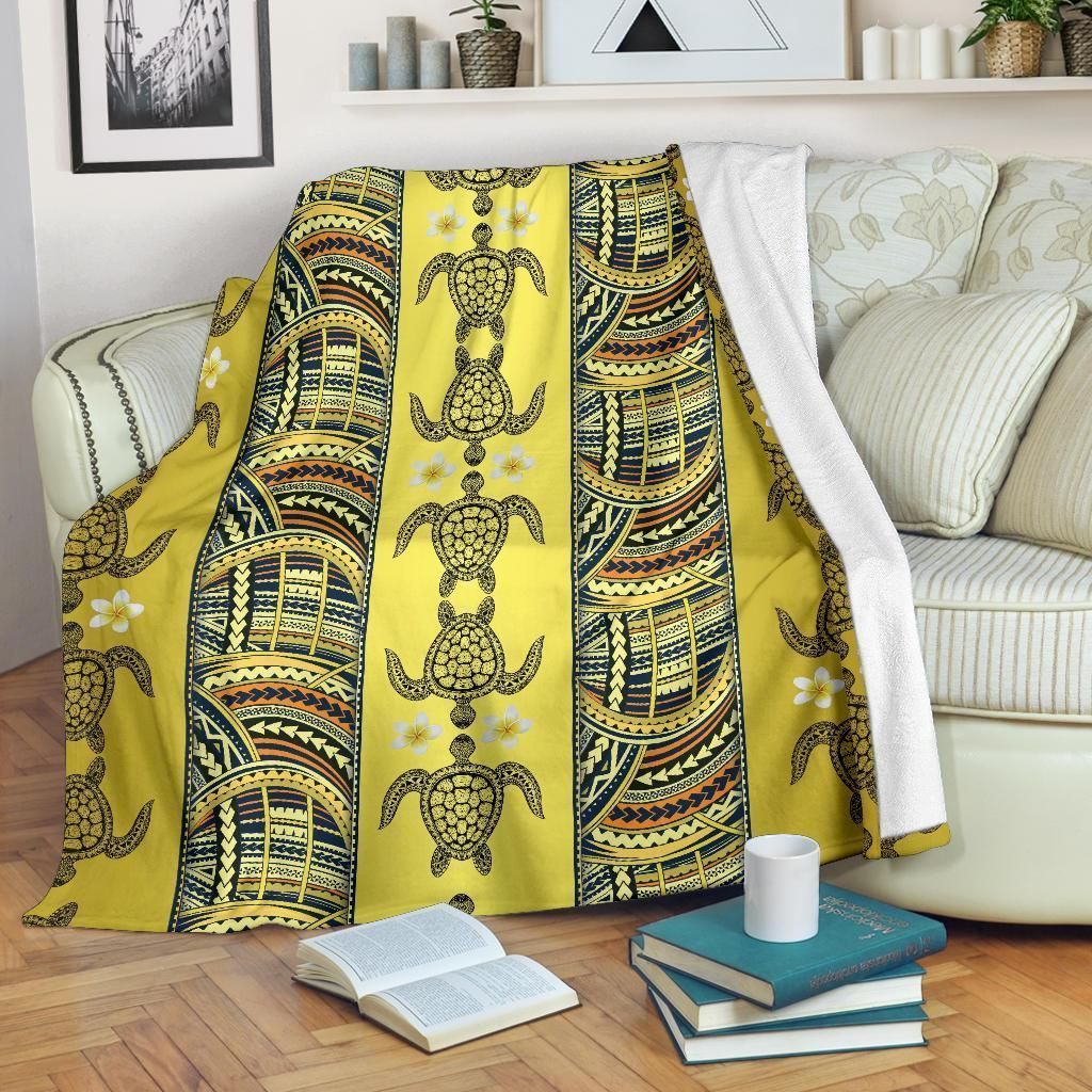 Polynesian Turtle Hawaiian Design Print Soft Fleece Blanket