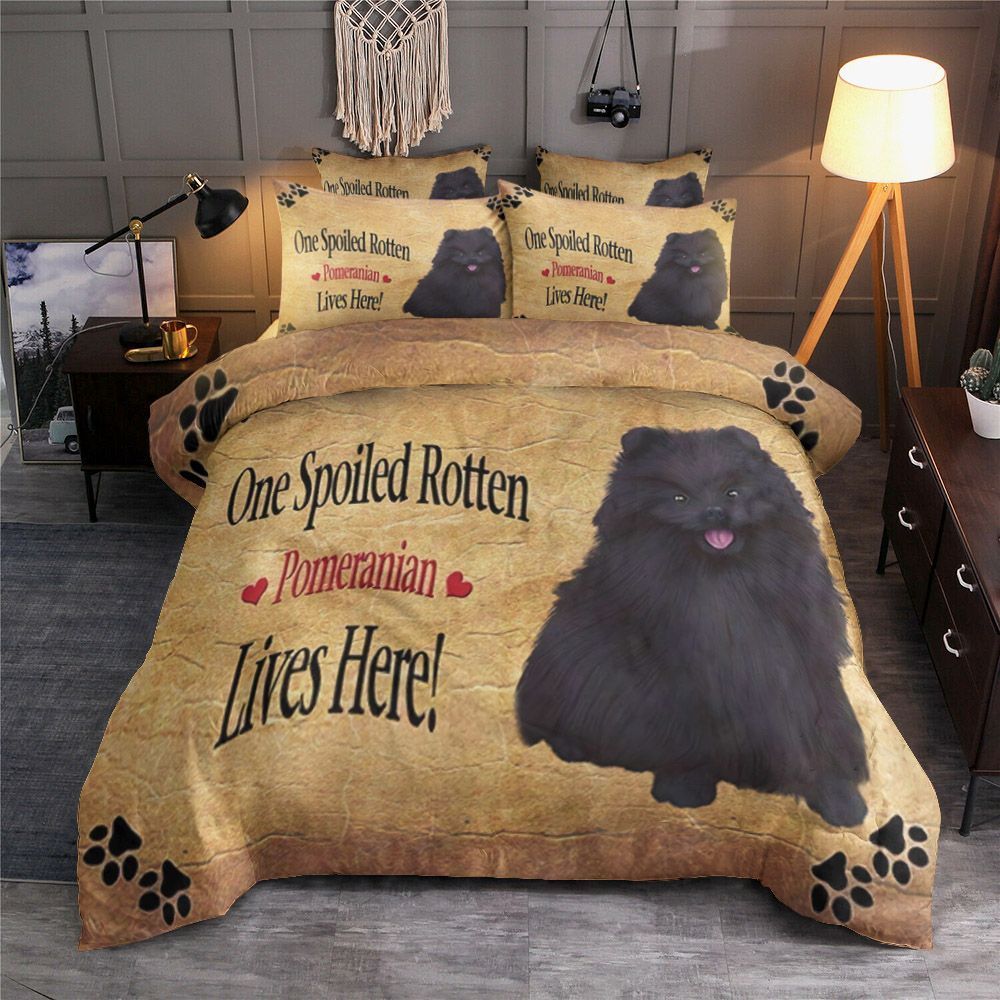 Pomeranian Black Spoiled Rotten Dog Bedding Set