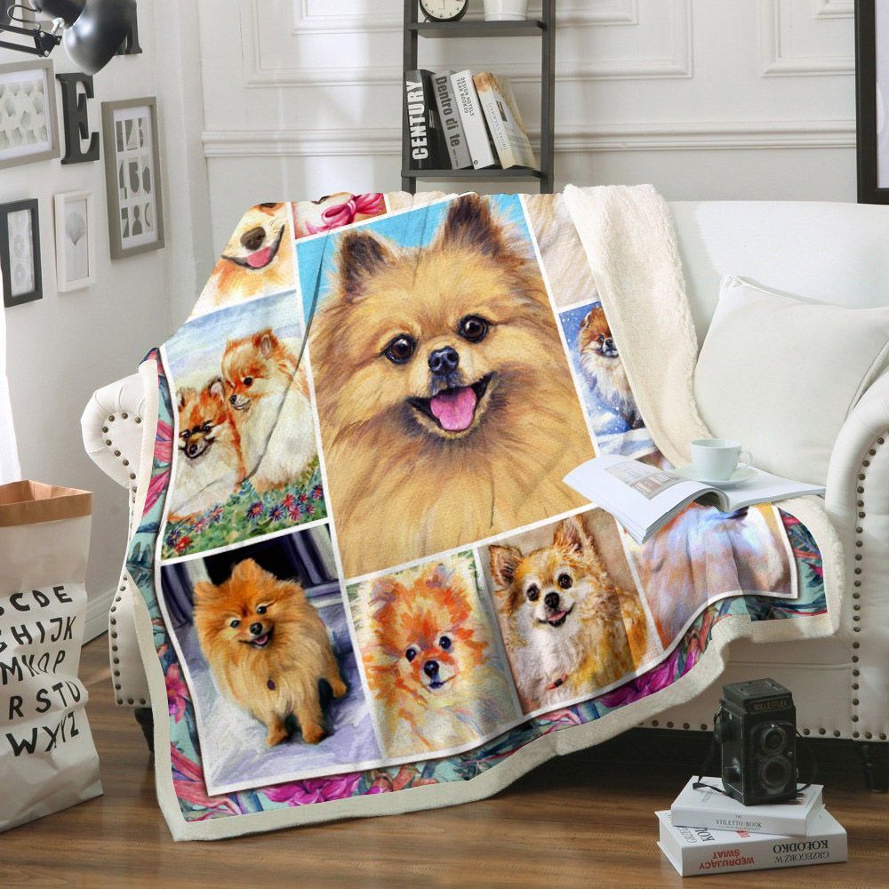 Pomeranian Dog Sherpa Fleece Blanket