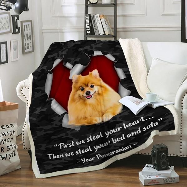 Pomeranian Dog Sherpa Fleece Blanket