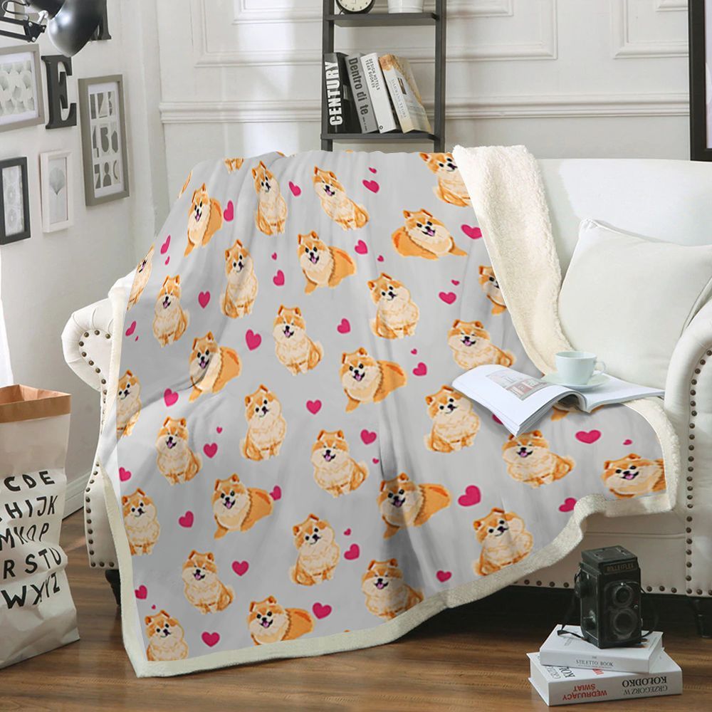 Pomeranian Dog Sherpa Fleece Blanket