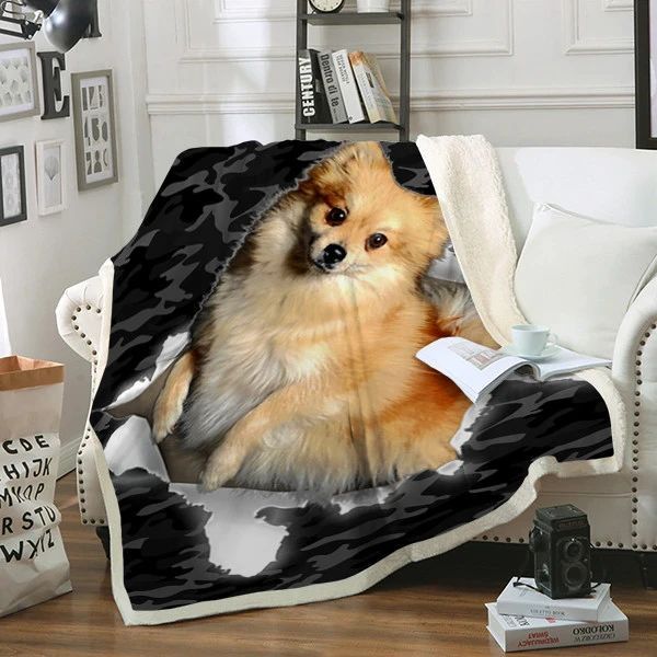 Pomeranian Dog Sherpa Fleece Blanket