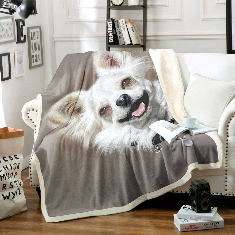 Pomeranian Dog Sherpa Fleece Blanket