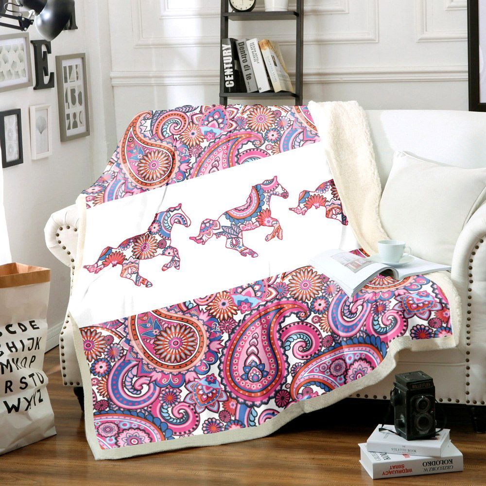 Pony Horse Sherpa Fleece Blanket