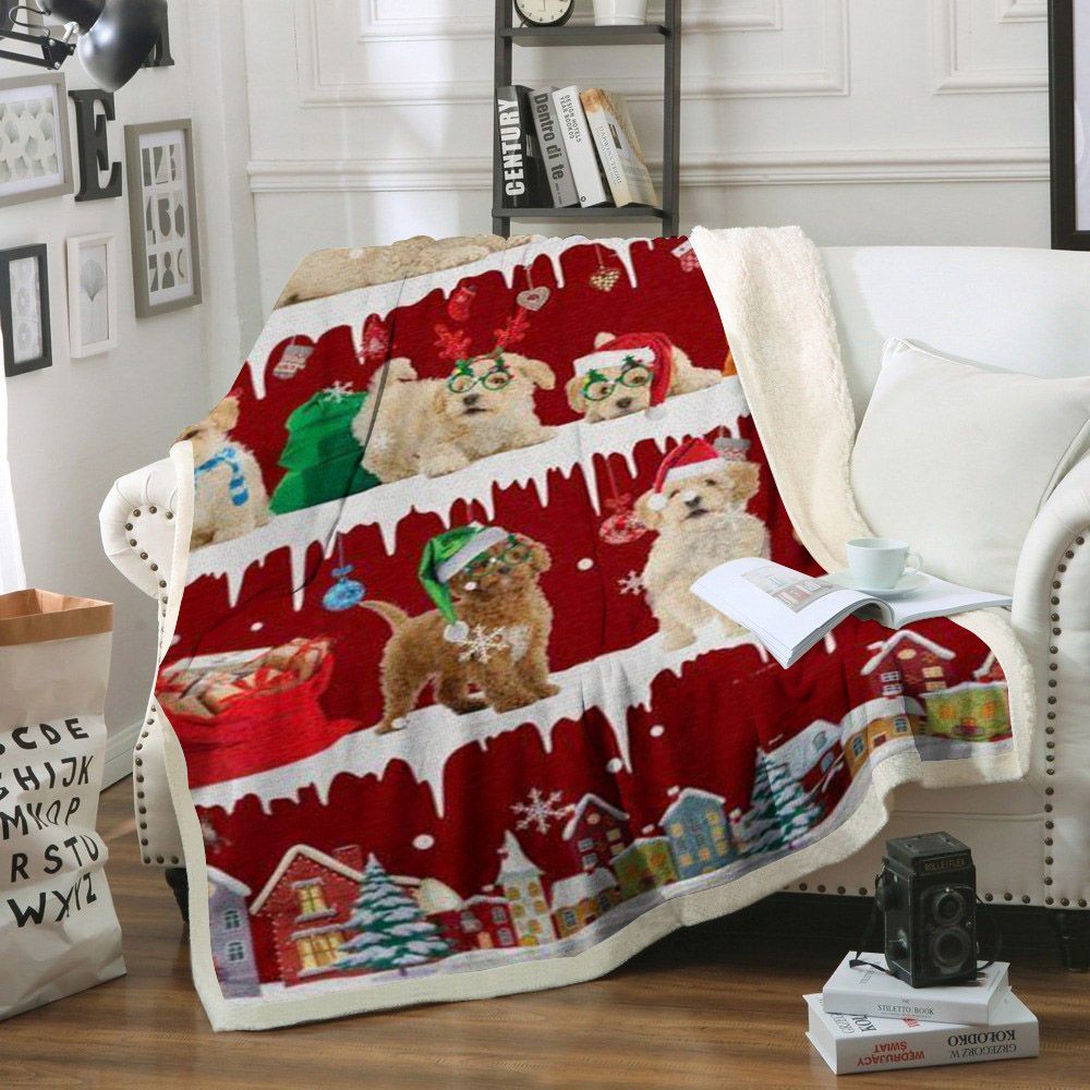 Poochon Snow Christmas Sherpa Fleece Blanket