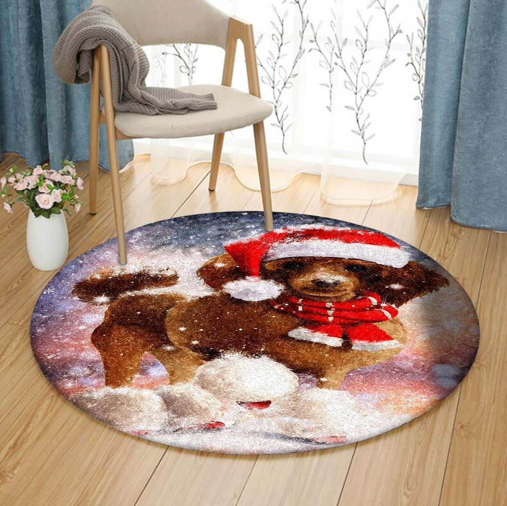 Poodle Christmas Round Carpet