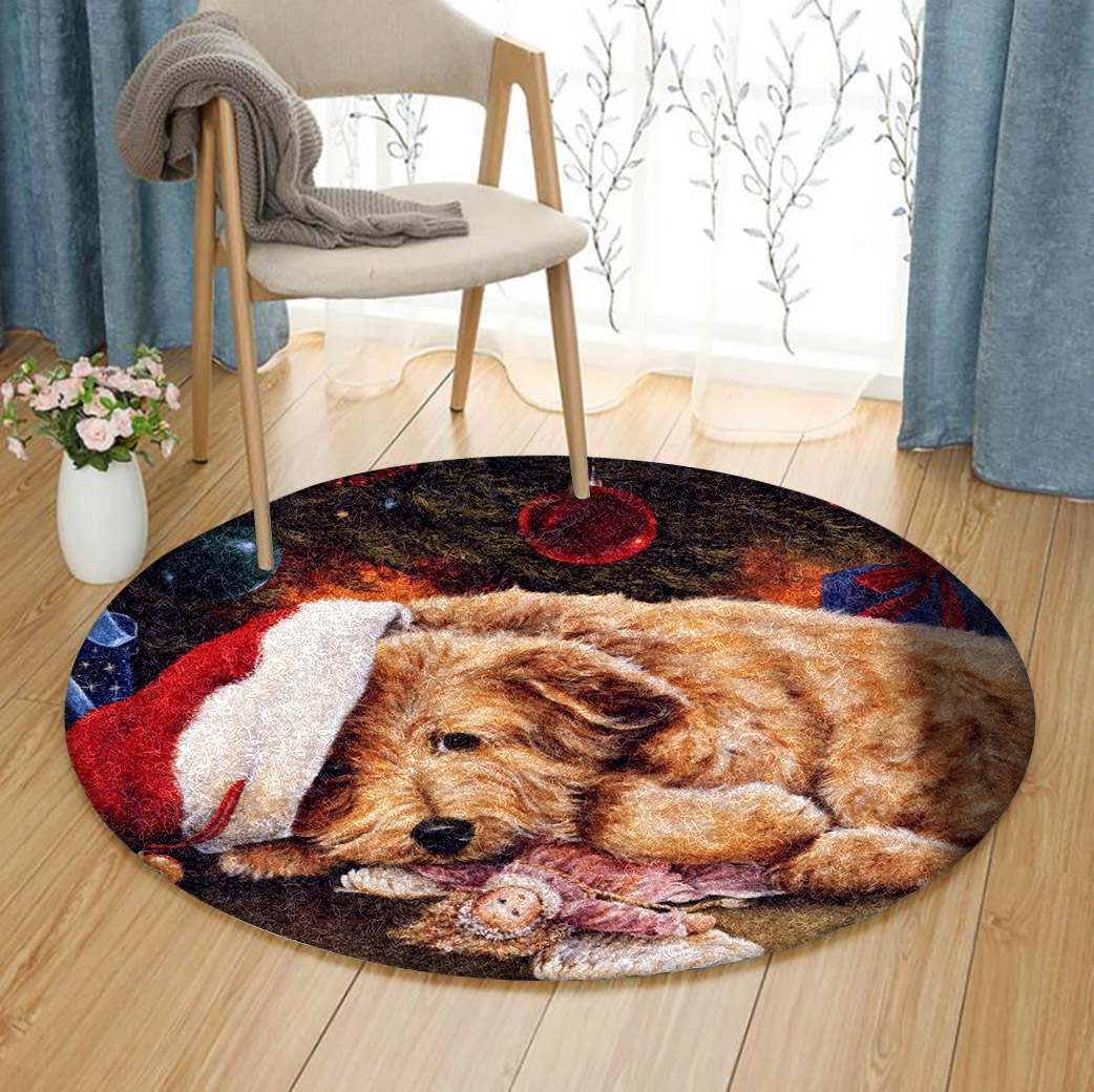 Poodle Christmas Round Carpet