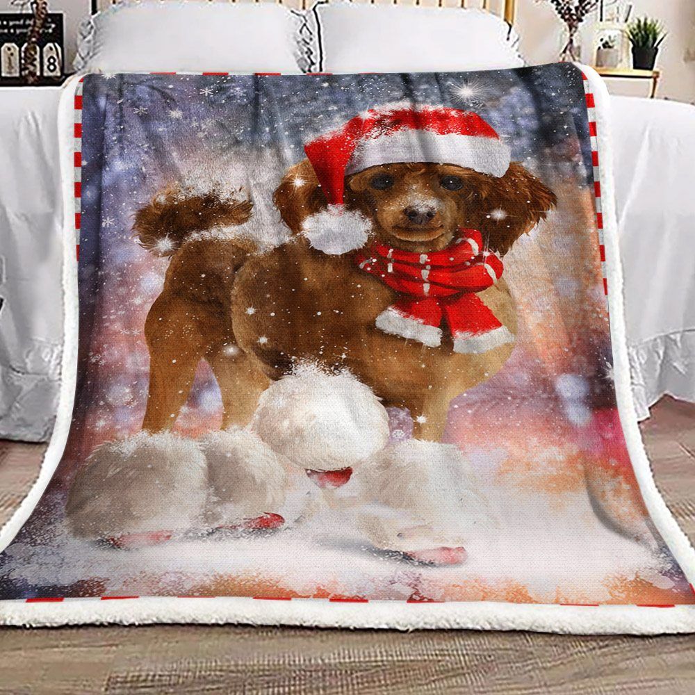 Poodle Christmas Sherpa Fleece Blanket