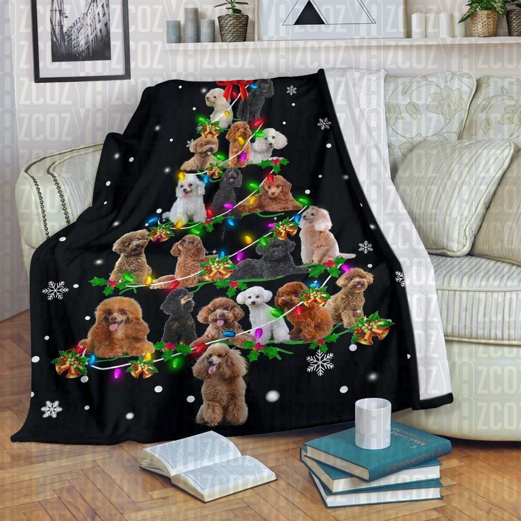Poodle Christmas Tree Sherpa Fleece Blanket