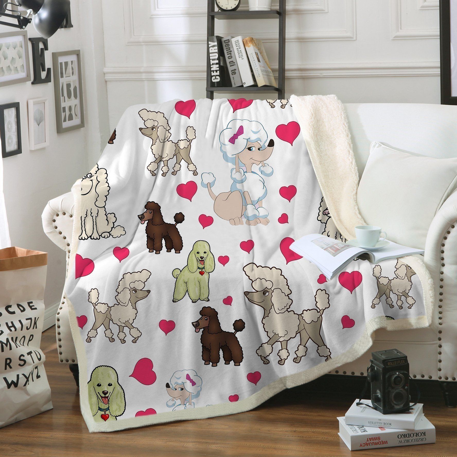 Poodle Sherpa Fleece Blanket