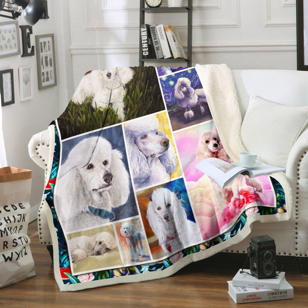 Poodle Dog Sherpa Fleece Blanket