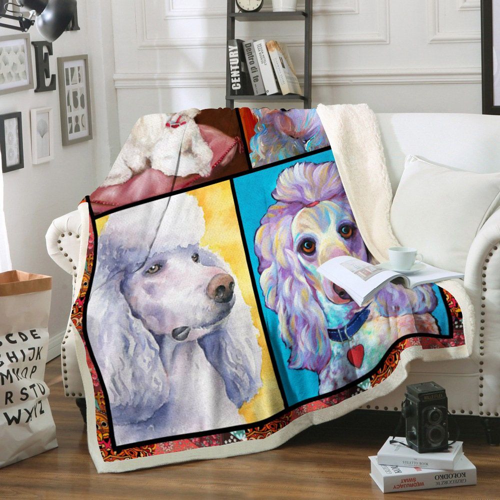 Poodle Dog Sherpa Fleece Blanket