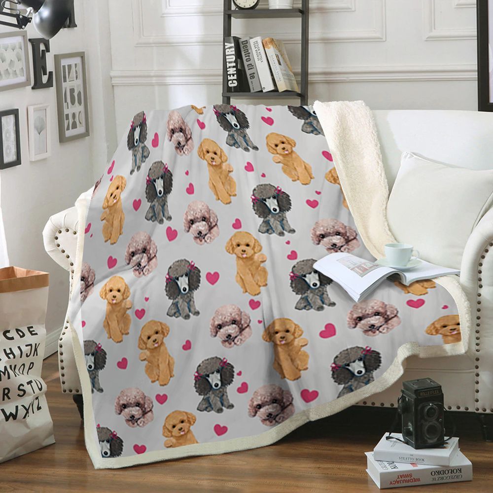 Poodle Dog Sherpa Fleece Blanket