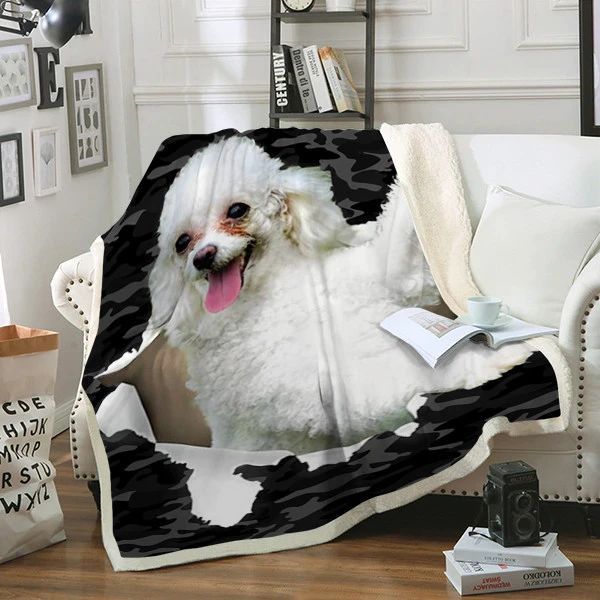Poodle Dog Sherpa Fleece Blanket