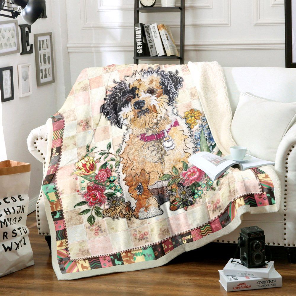 Poodle Dog Sherpa Fleece Blanket