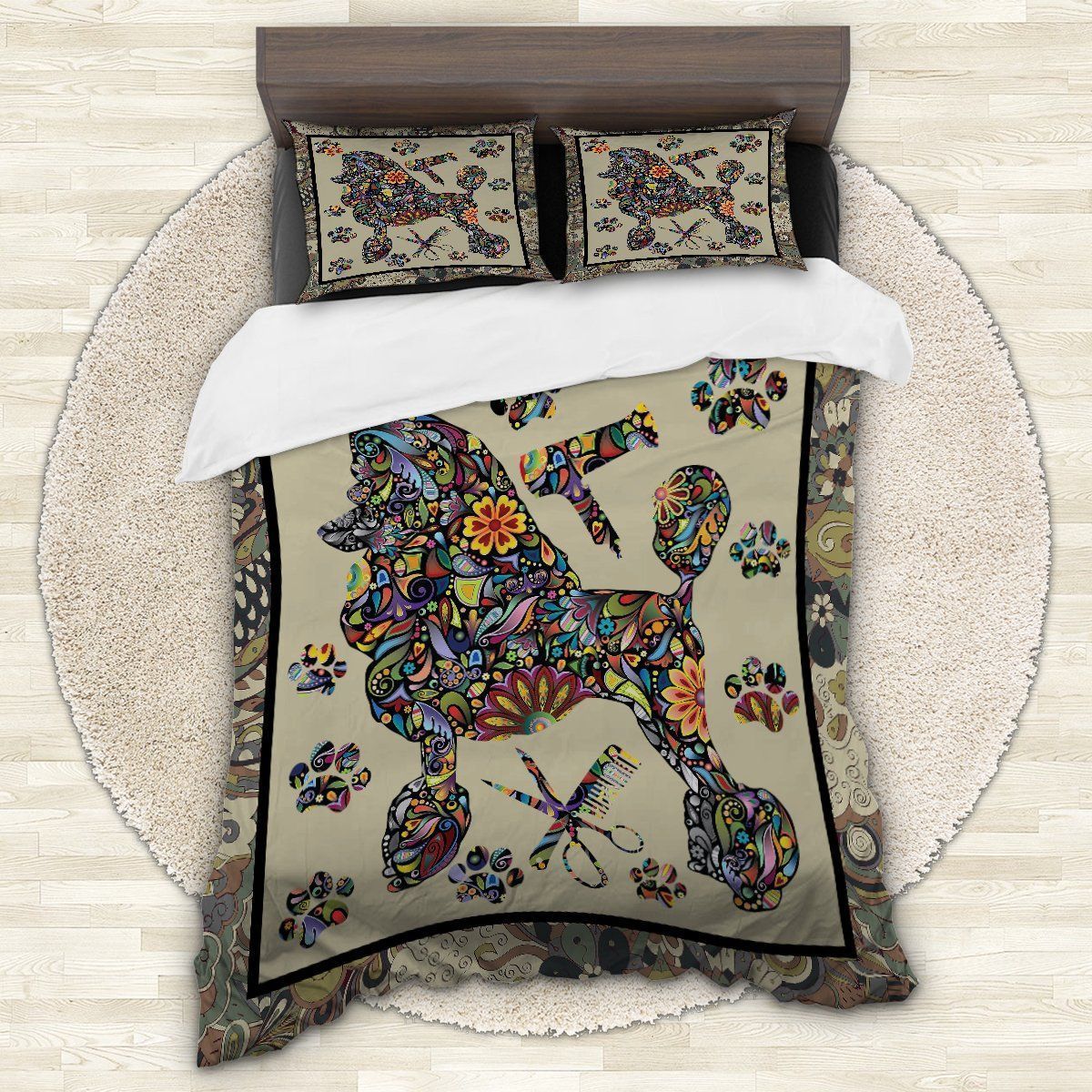 Poodle Flower Bedding Set