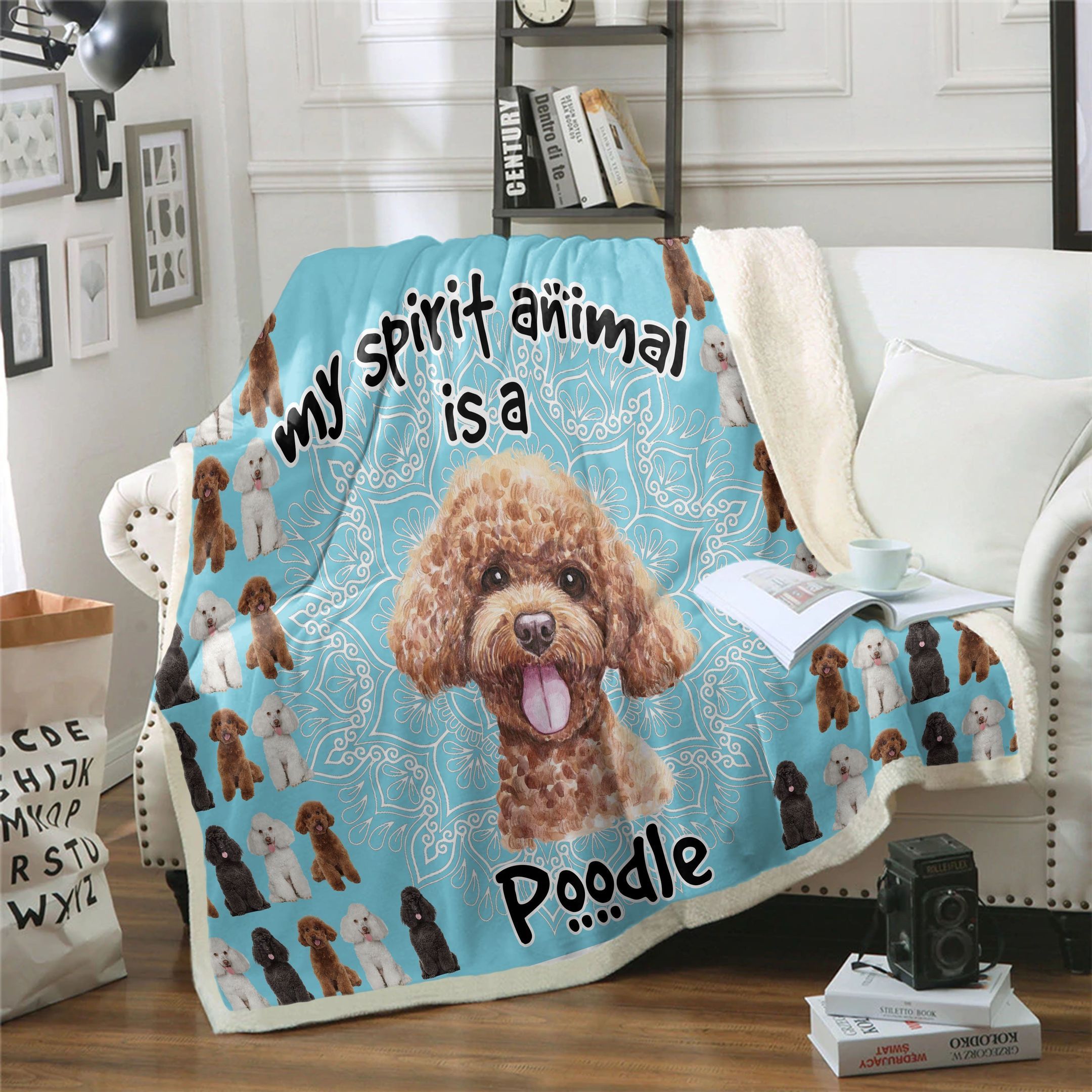Poodle Is My Spirit Animal Sherpa Fleece Blanket