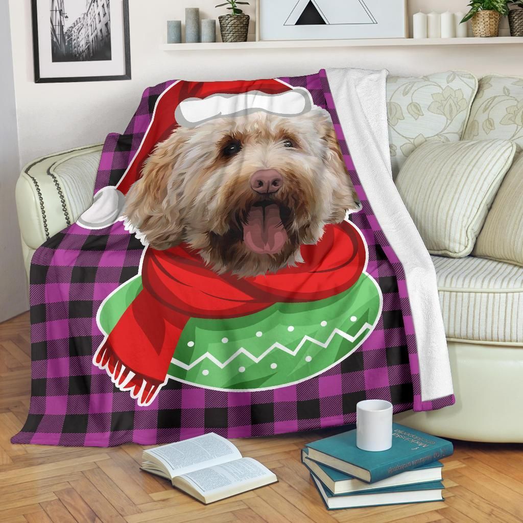 Poodle Plaid Sherpa Fleece Blanket