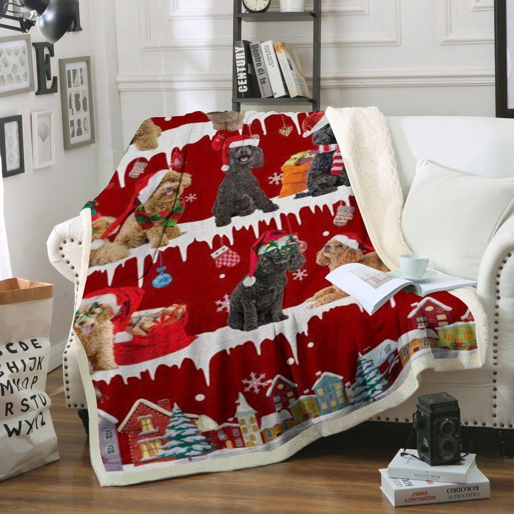 Poodle Snow Christmas Sherpa Fleece Blanket