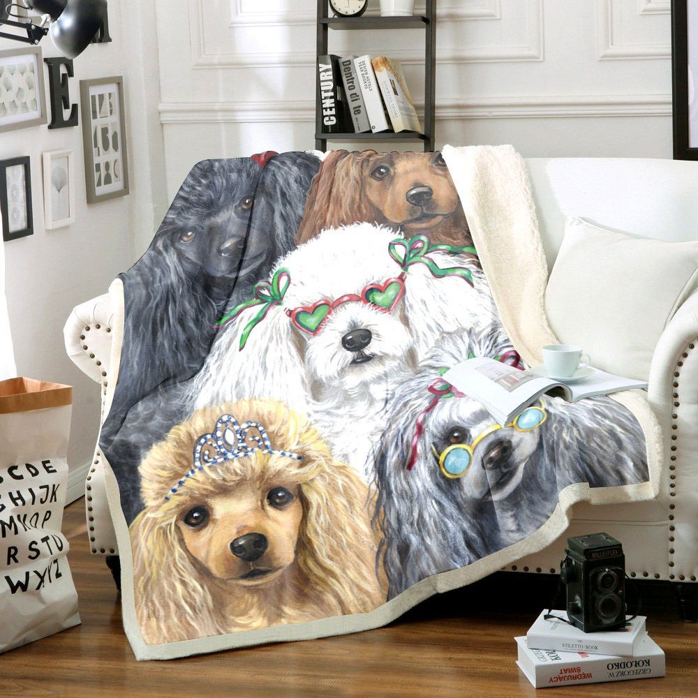 Poodles Dog Sherpa Fleece Blanket