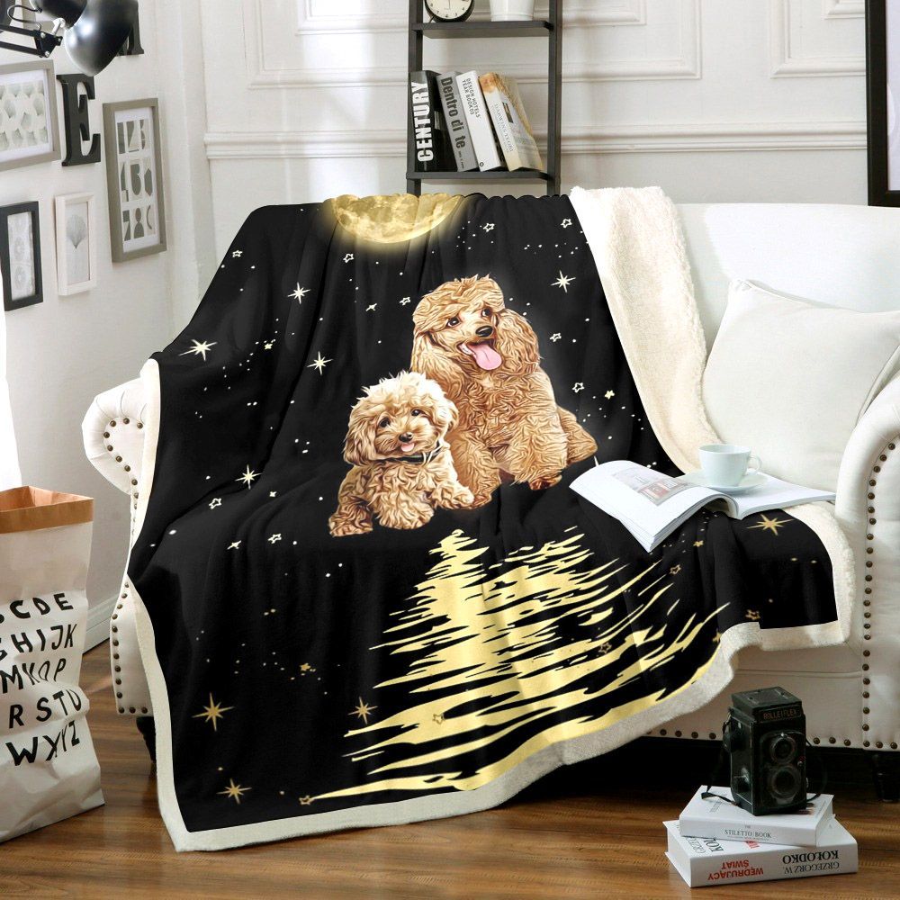 Poodles Moonlight Sherpa Fleece Blanket