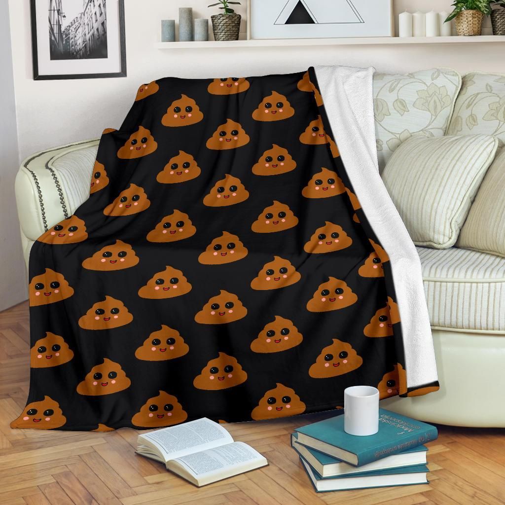 Poop Emoji Pattern Sherpa Fleece Blanket