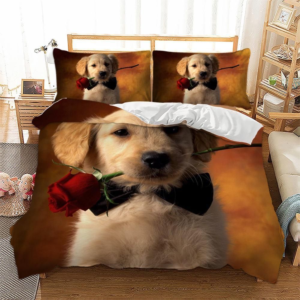 Popular Yellow Dog Rose Printed Bedding Set