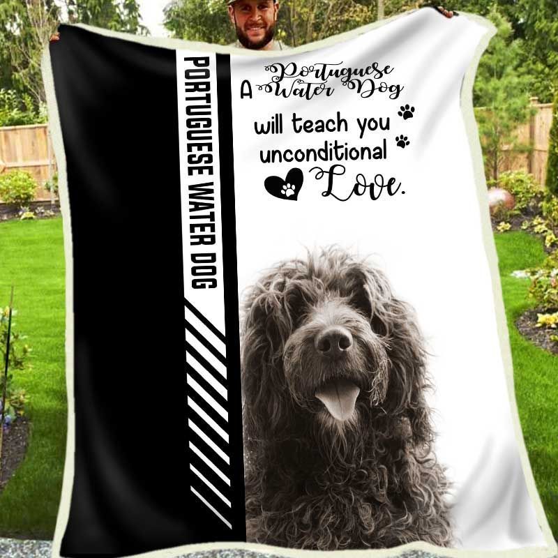 Portuguese Water Dog Sherpa Fleece Blanket