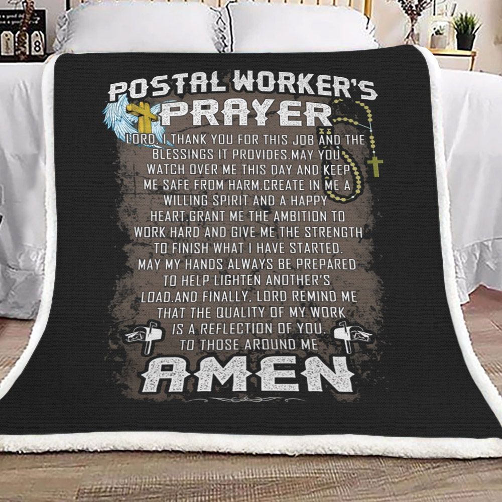 Postal Workers Prayer Sherpa Fleece Blanket