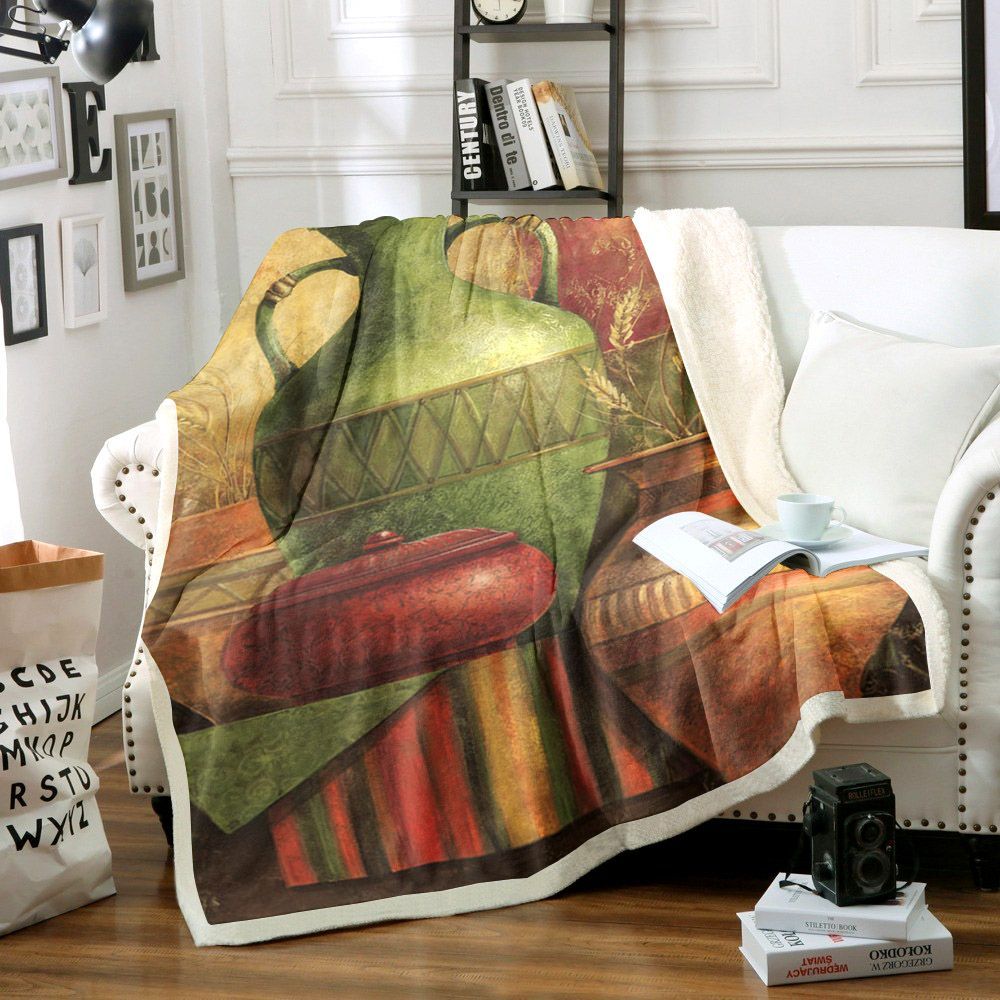 Pottery Sherpa Fleece Blanket