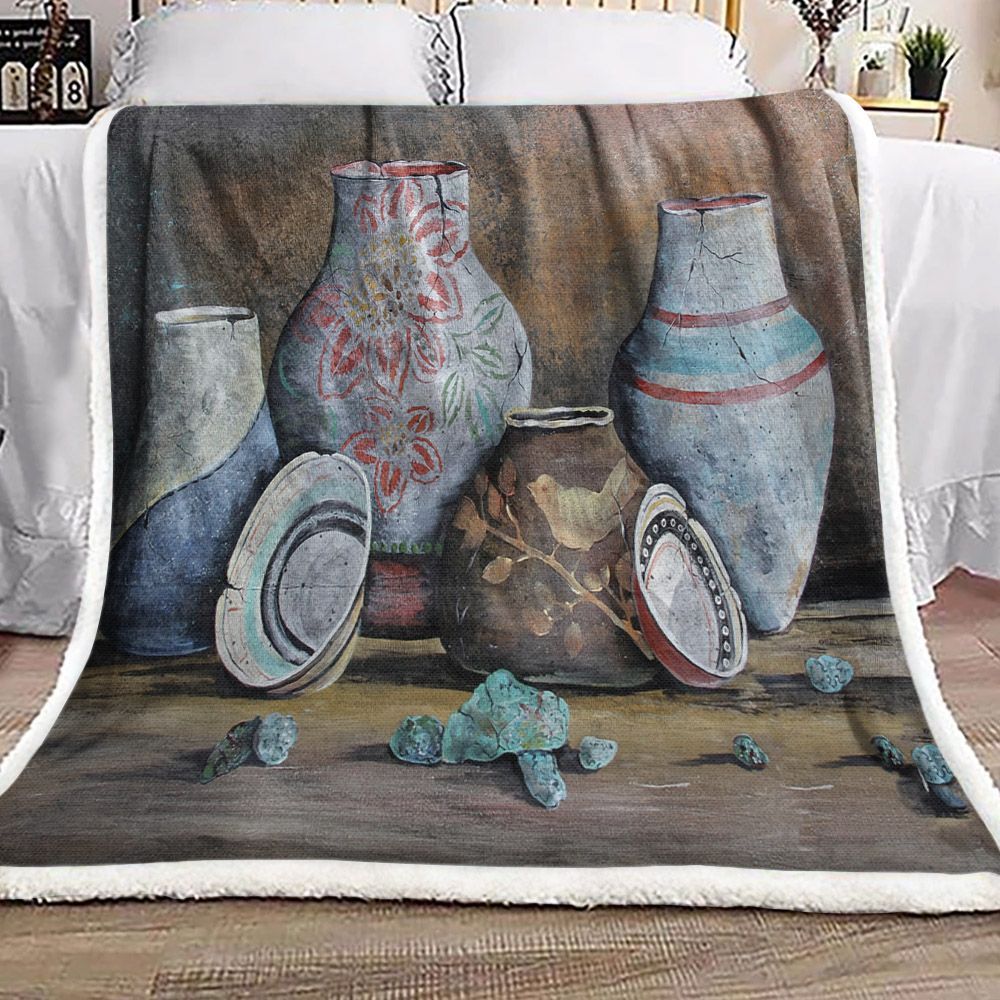 Pottery Sherpa Fleece Blanket