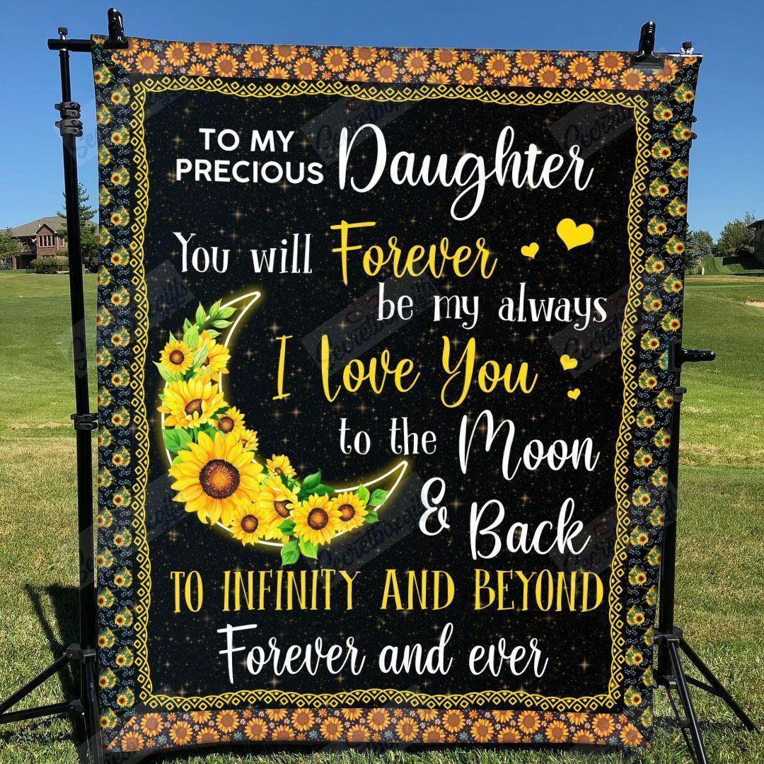 Precious Daughter I Love U To The Moon And Back Fleece Blanket