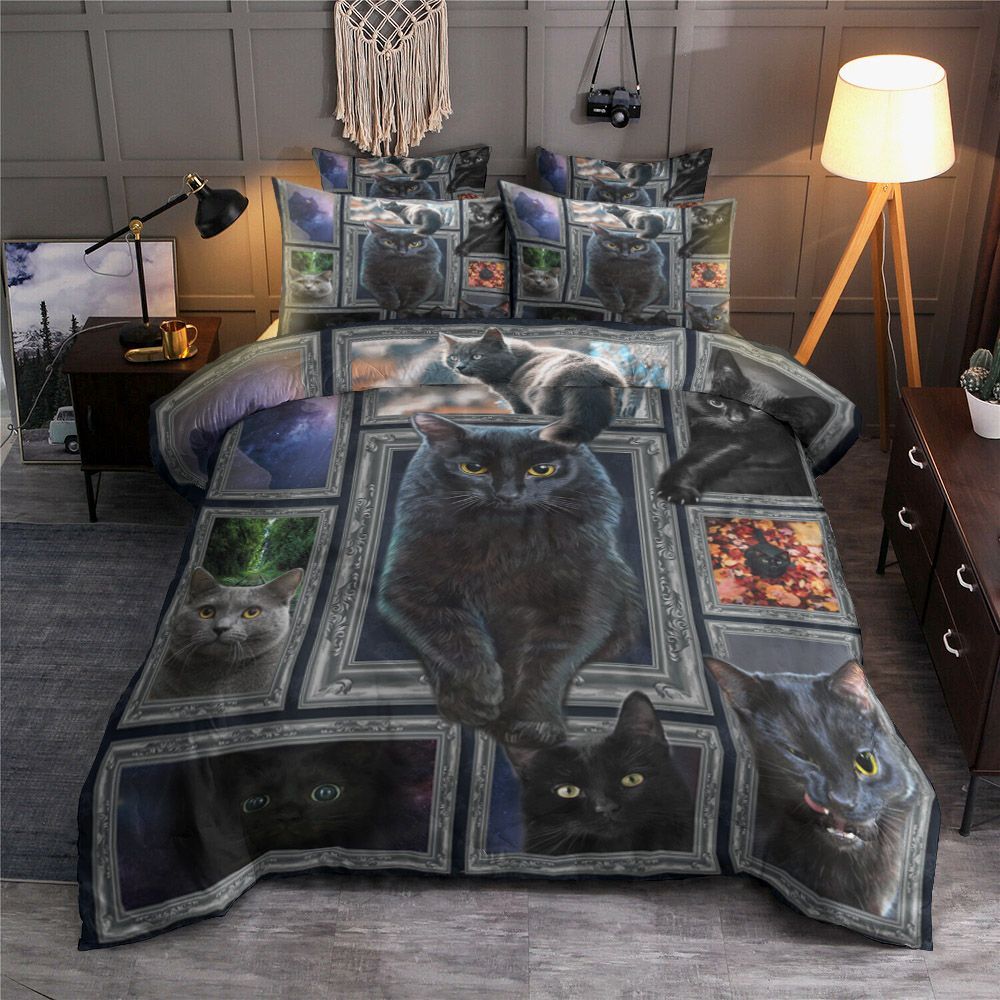 Premium 3D Black Cat Bedding Set