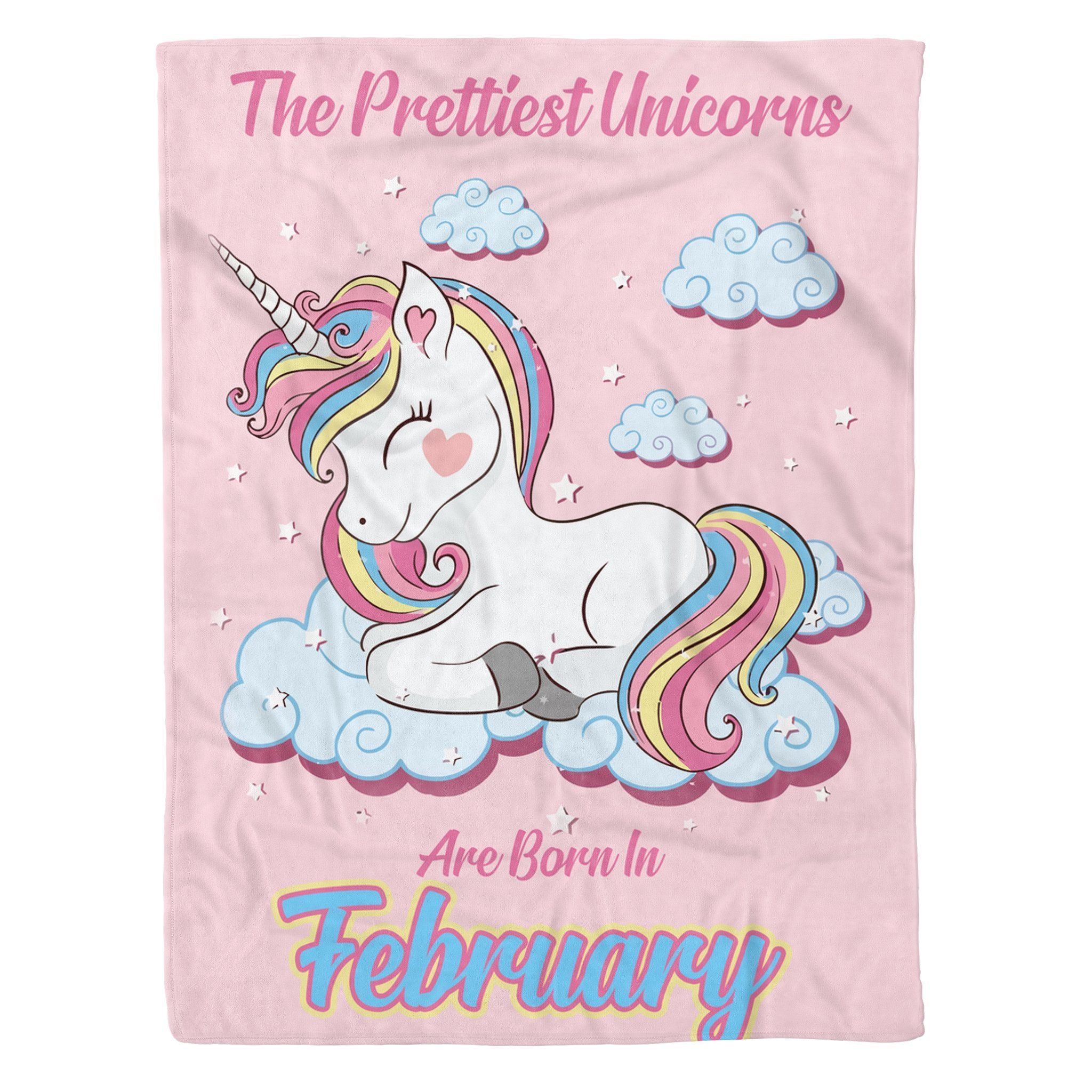 Prettiest Unicorns Born In February Sherpa Fleece Blanket
