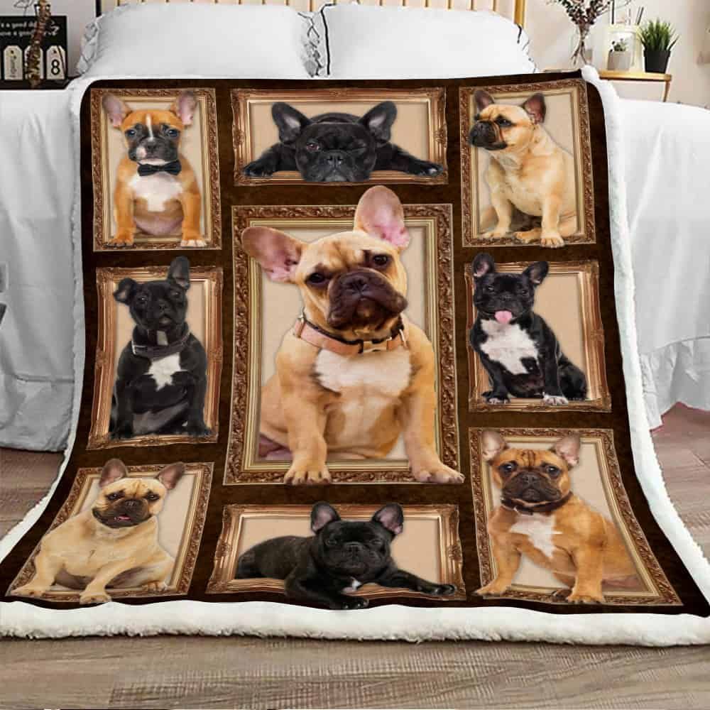 Pretty French Bulldog Sherpa Fleece Blanket