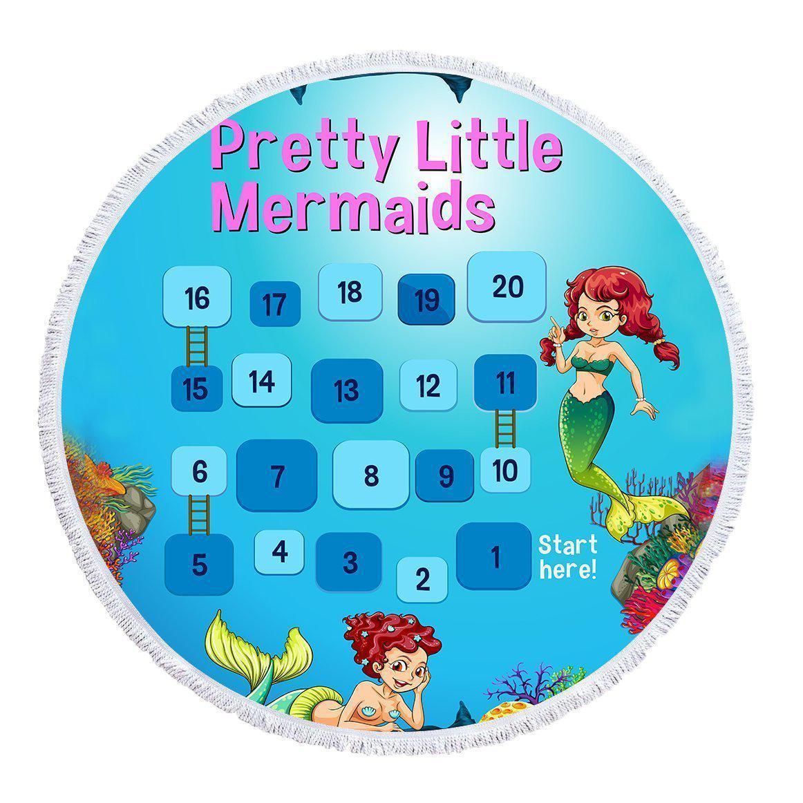 Pretty Little Mermaids Printed Round Beach Towel