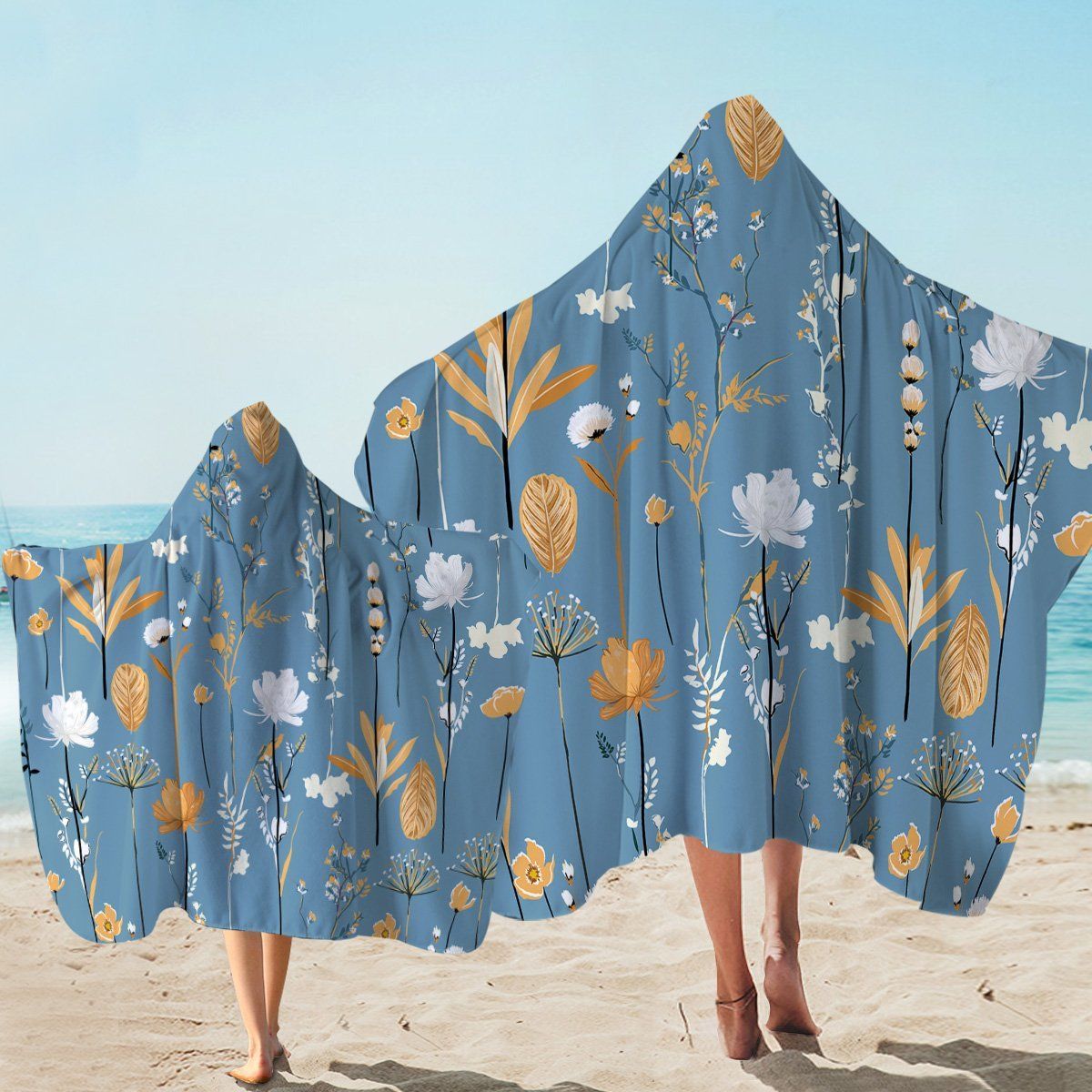 Pretty Plant Indigo Printed Hooded Towel