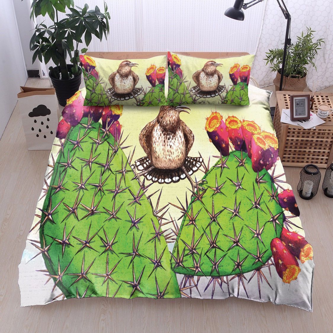 Prickly Cactus And Bird Bedding Set