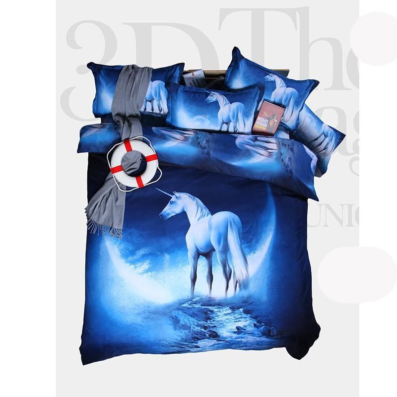 Printed Horse Outer Space Galaxy Bedding Set